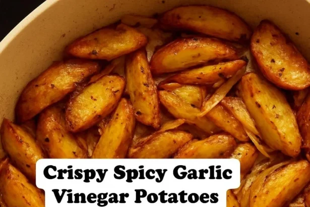 Roasted garlic cumin potatoes garnished with fresh herbs.
