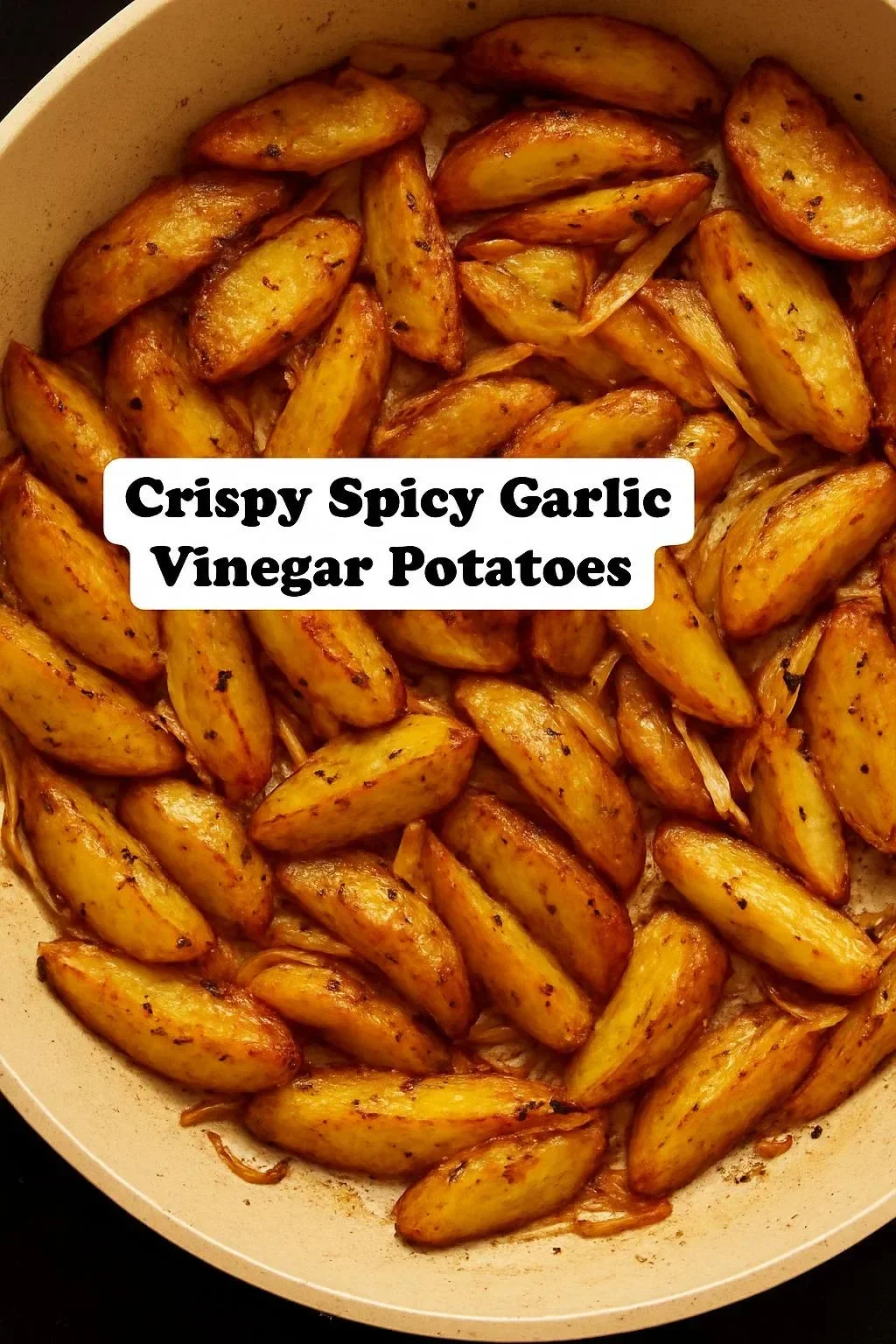 Roasted garlic cumin potatoes garnished with fresh herbs.