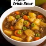 Delicious bowl of traditional Irish Stew with vegetables and meat