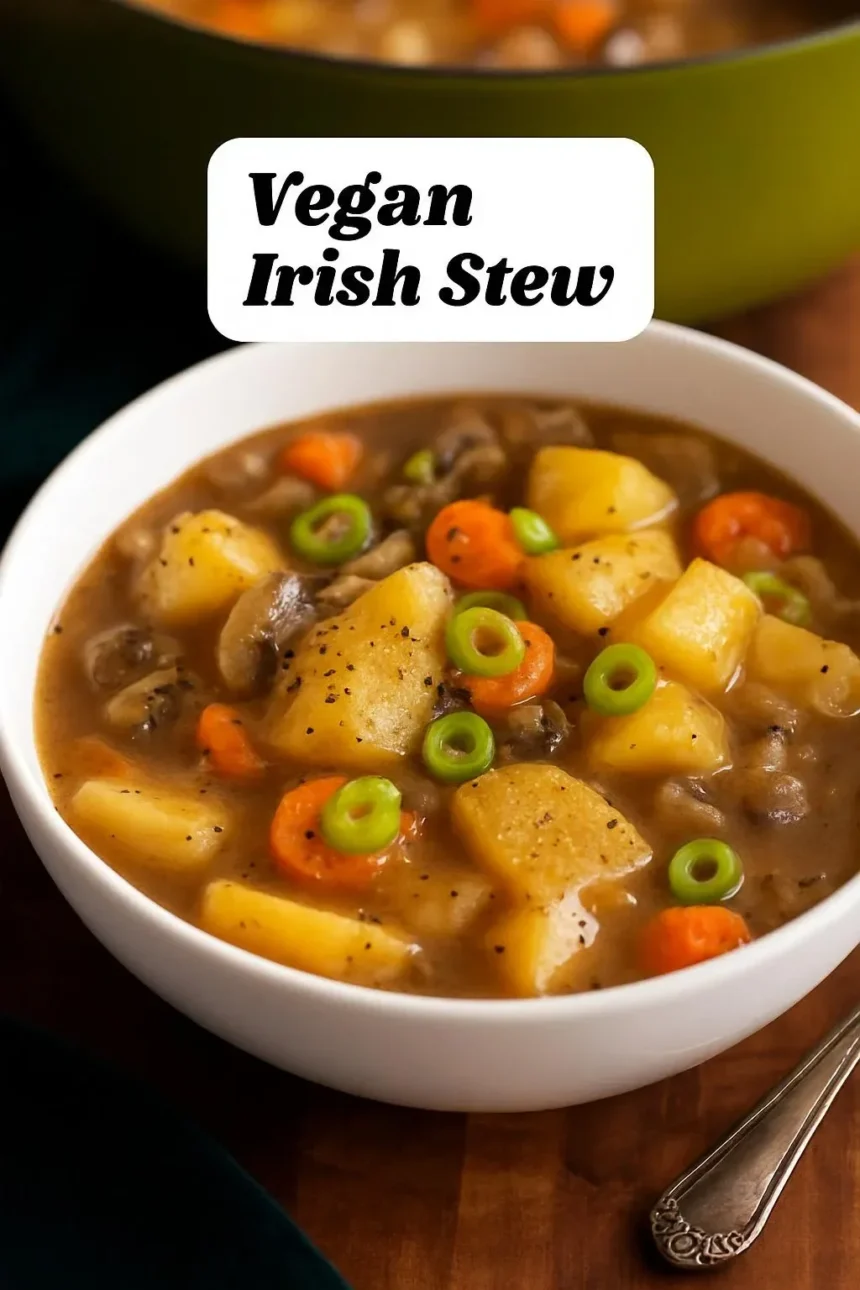 Delicious bowl of traditional Irish Stew with vegetables and meat