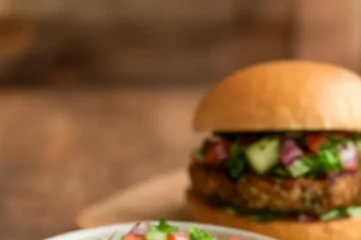 Kachumber Salad with chopped vegetables and herbs in a bowl