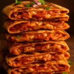 Sheet pan pepperoni pizza quesadilla, crispy and cheesy with pepperoni slices
