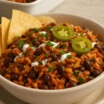 Delicious Tex Mex Casserole with cheese, beans, and spices