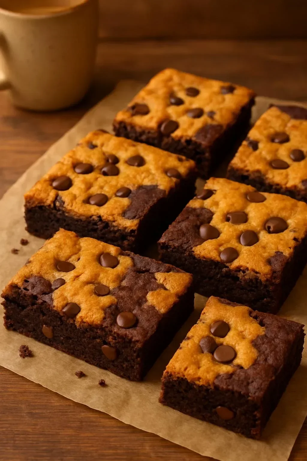 Delicious Vegan Brookie made with layers of brownie and cookie dough.