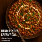 Delicious Vegan Handi Lentils served in a traditional dish with vibrant spices