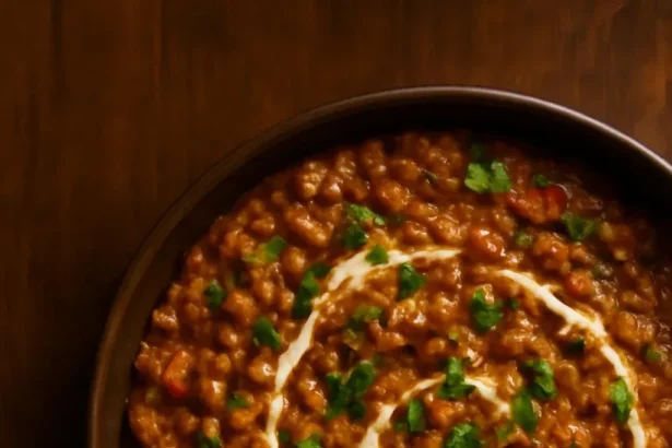 Delicious Vegan Handi Lentils served in a traditional dish with vibrant spices