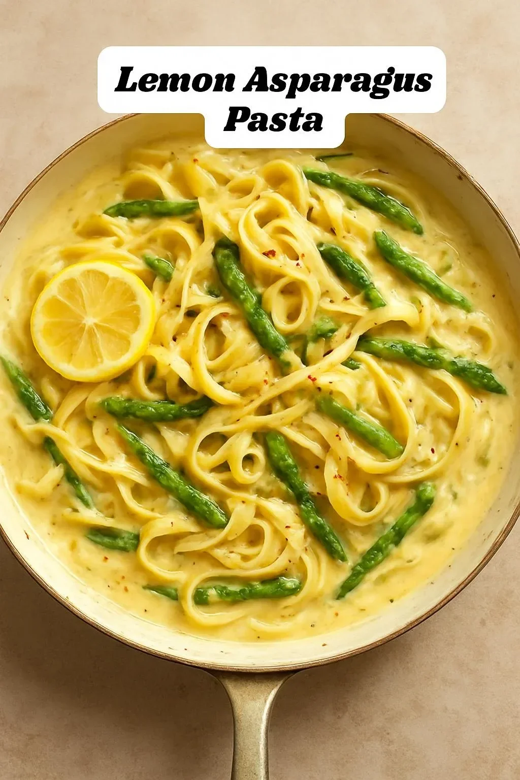 Bowl of Vegan Lemon Asparagus Pasta with bright lemon and fresh asparagus