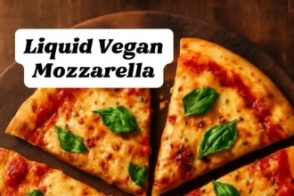 Vegan liquid mozzarella cheese for vegan cooking and dairy-free recipes
