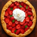 Vegan strawberry galette with fresh strawberries on a rustic pie crust