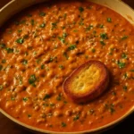 Delicious dish of white beans in rosé sauce served in a bowl