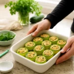 Zucchini Ricotta Rolls ready to serve on a plate