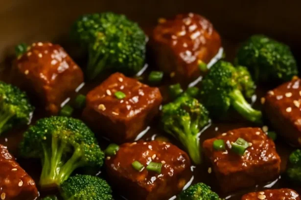 Sheet pan beef and broccoli ready to serve in 15 minutes.
