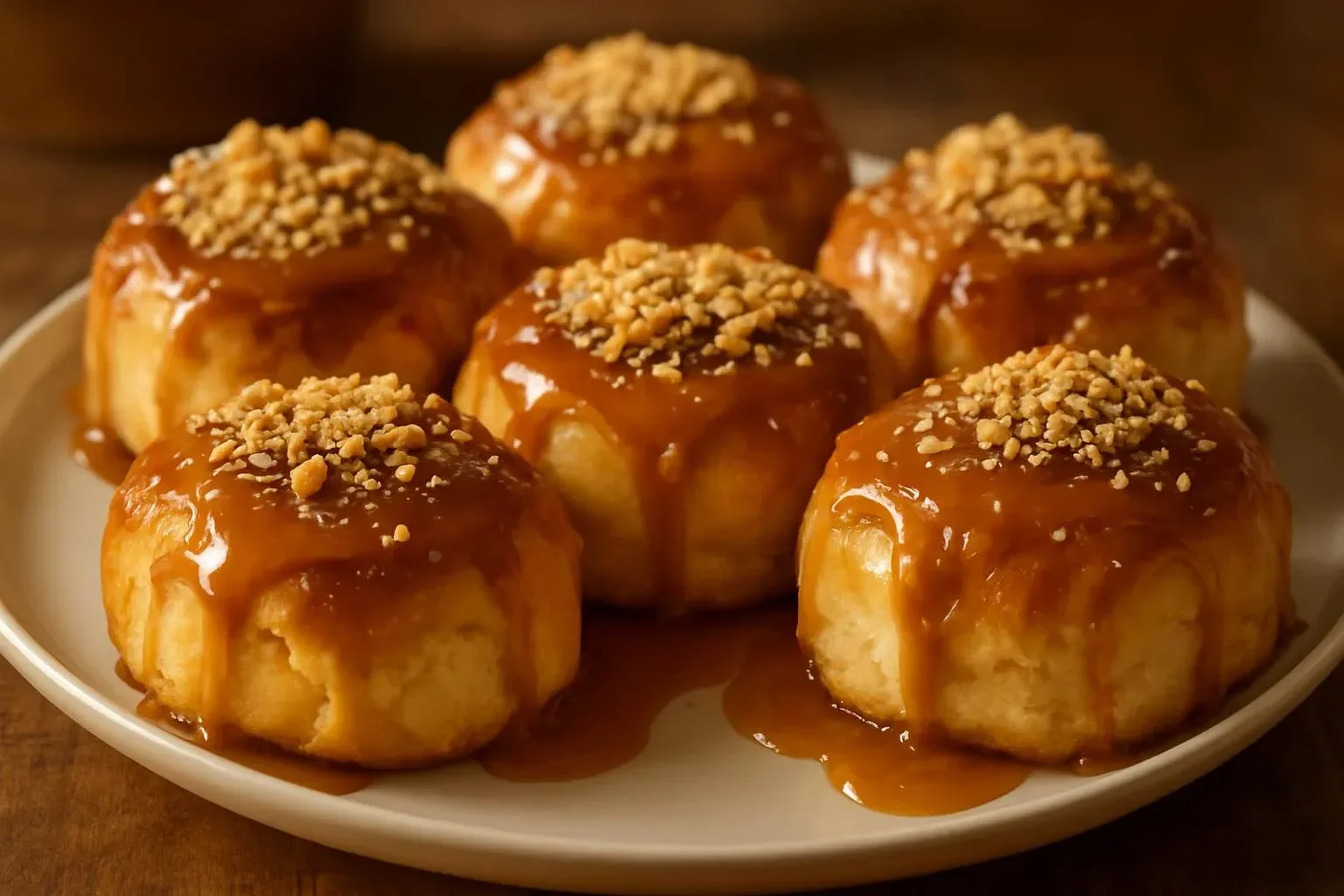 Delicious Apple Caramel Bombs drizzled with caramel sauce