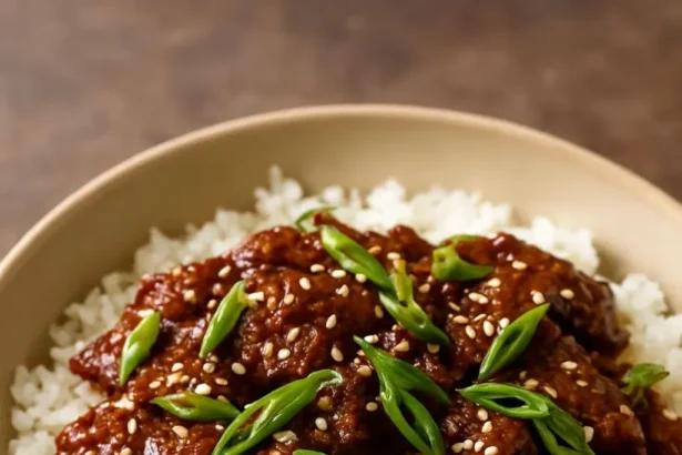 Delicious beef teriyaki dish served with rice and vegetables