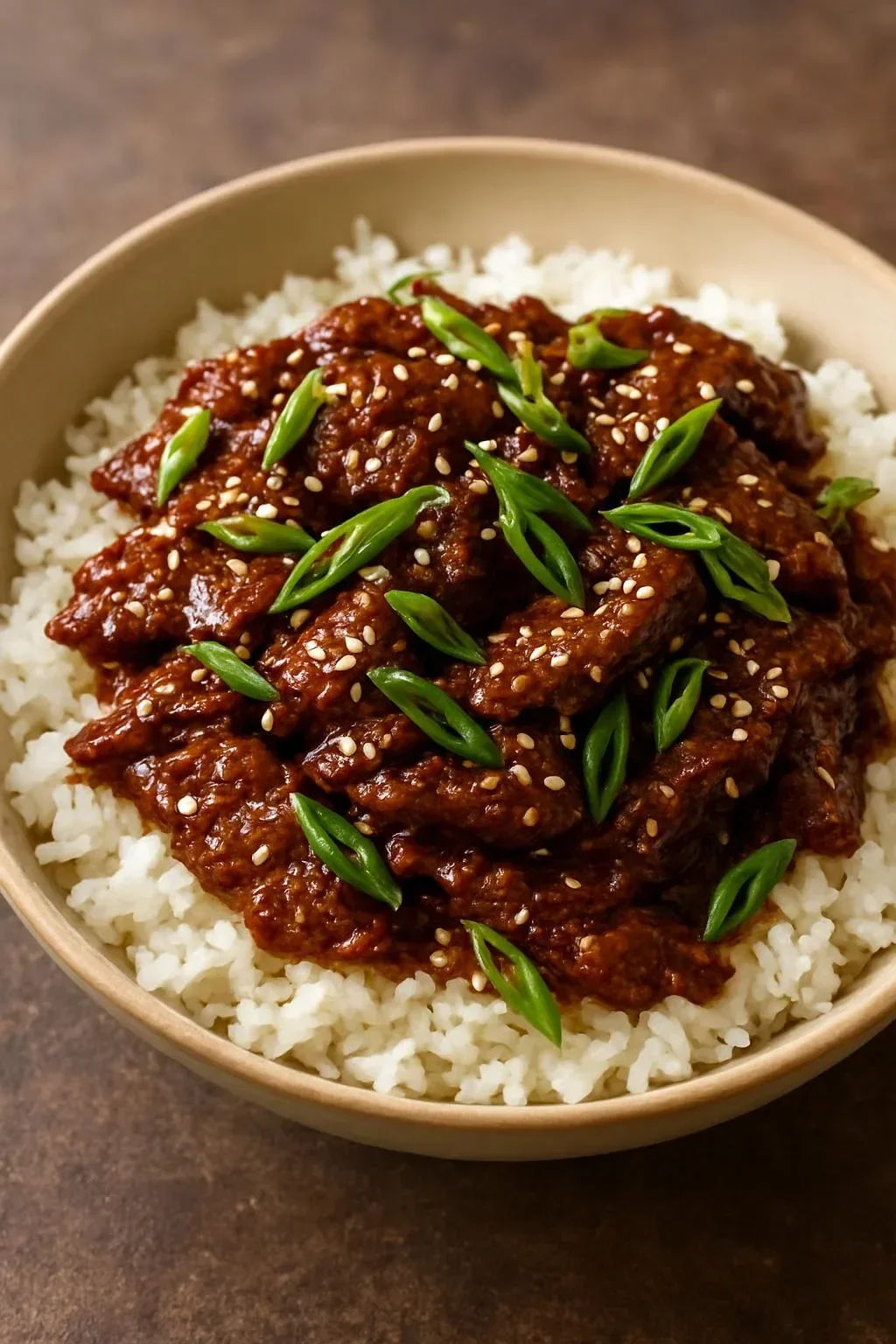 Delicious beef teriyaki dish served with rice and vegetables