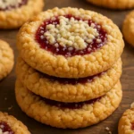 Delicious buttery raspberry crumble cookies fresh from the oven