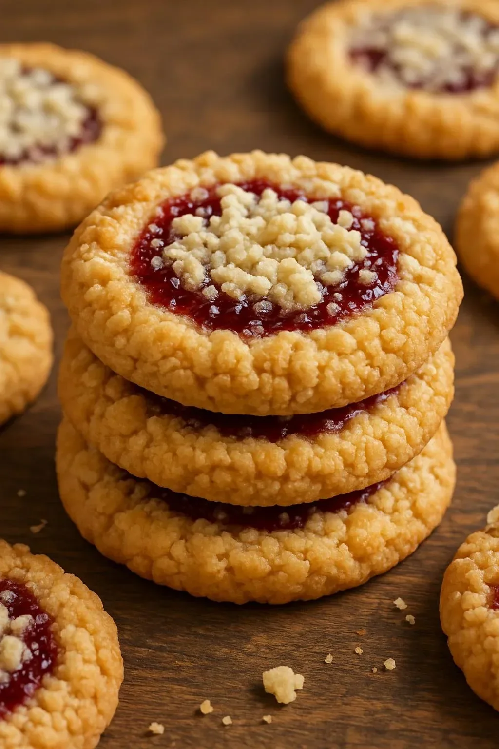 Delicious buttery raspberry crumble cookies fresh from the oven