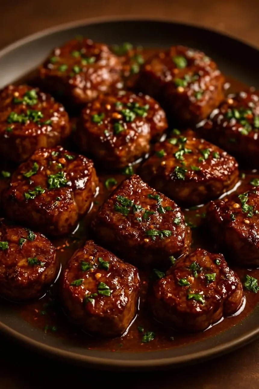 Delicious Cajun garlic steak bites served on a platter