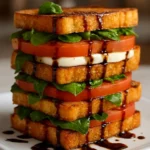 Delicious Caprese Sandwich with Fresh Mozzarella, tomatoes, and basil
