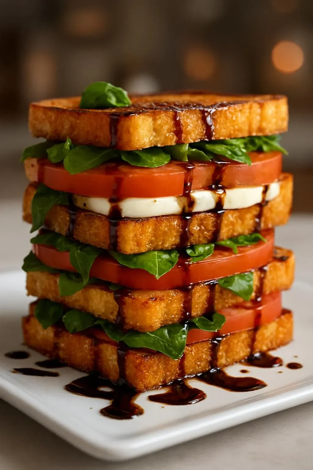 Delicious Caprese Sandwich with Fresh Mozzarella, tomatoes, and basil