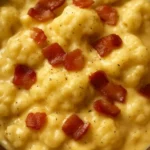 Delicious cauliflower and bacon gratin topped with melted cheese