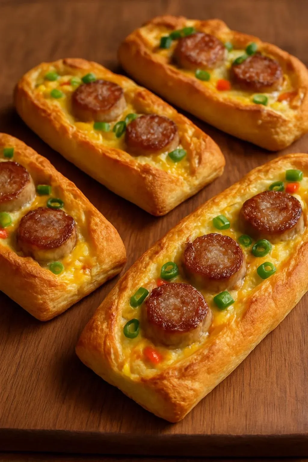 Cheesy pepper stuffed baguette fresh out of the oven with melted cheese
