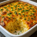 Delicious cheesy spaghetti squash casserole baked to perfection with creamy toppings