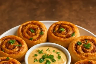 Delicious cheesy taco pinwheels ready to serve as a snack or appetizer.