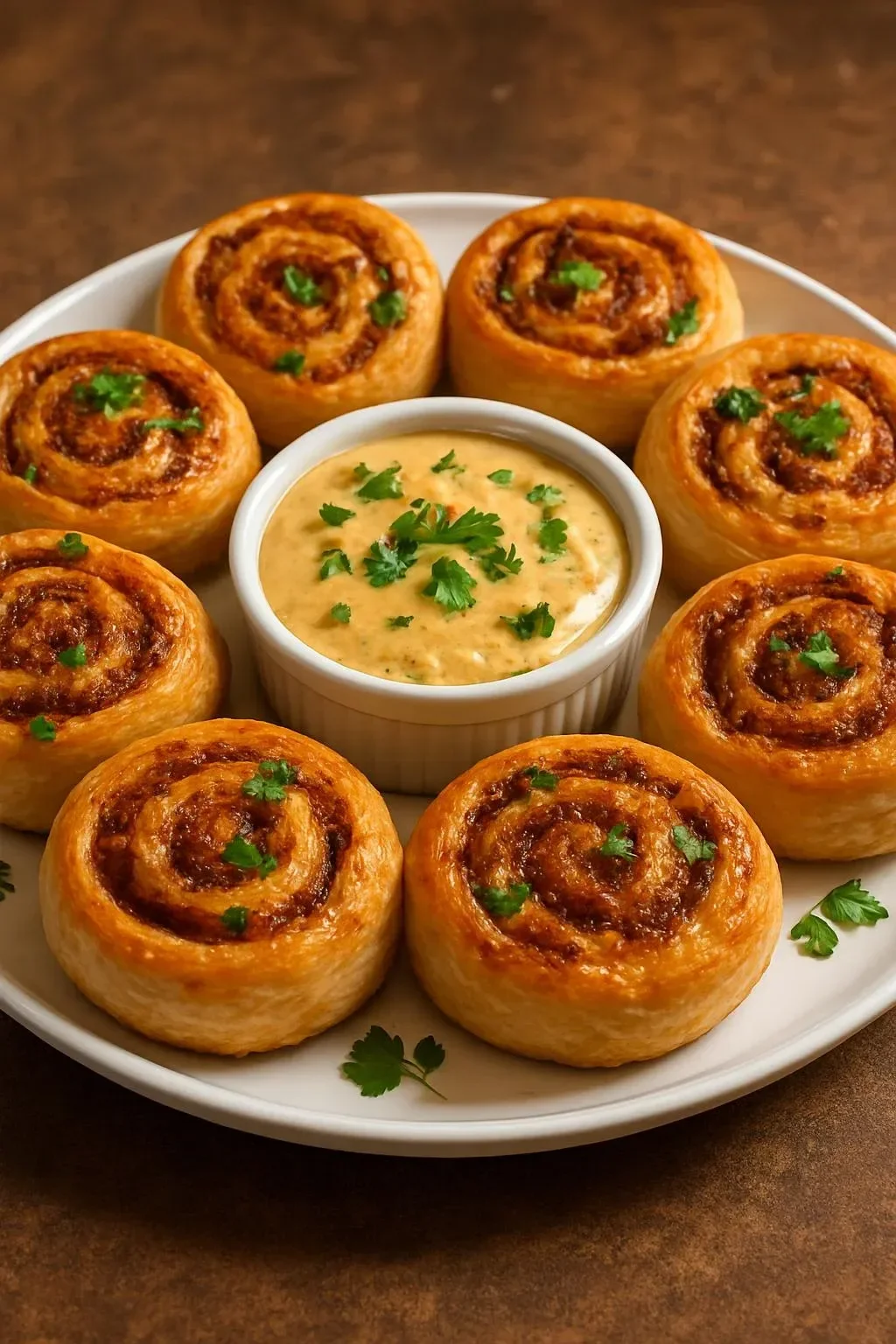 Delicious cheesy taco pinwheels ready to serve as a snack or appetizer.
