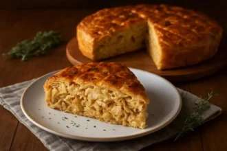 Savory Chicken Cabbage Pie with tender chicken and fresh cabbage filling