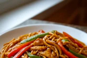 Delicious Chicken Hakka Noodles served in a bowl with vibrant vegetables