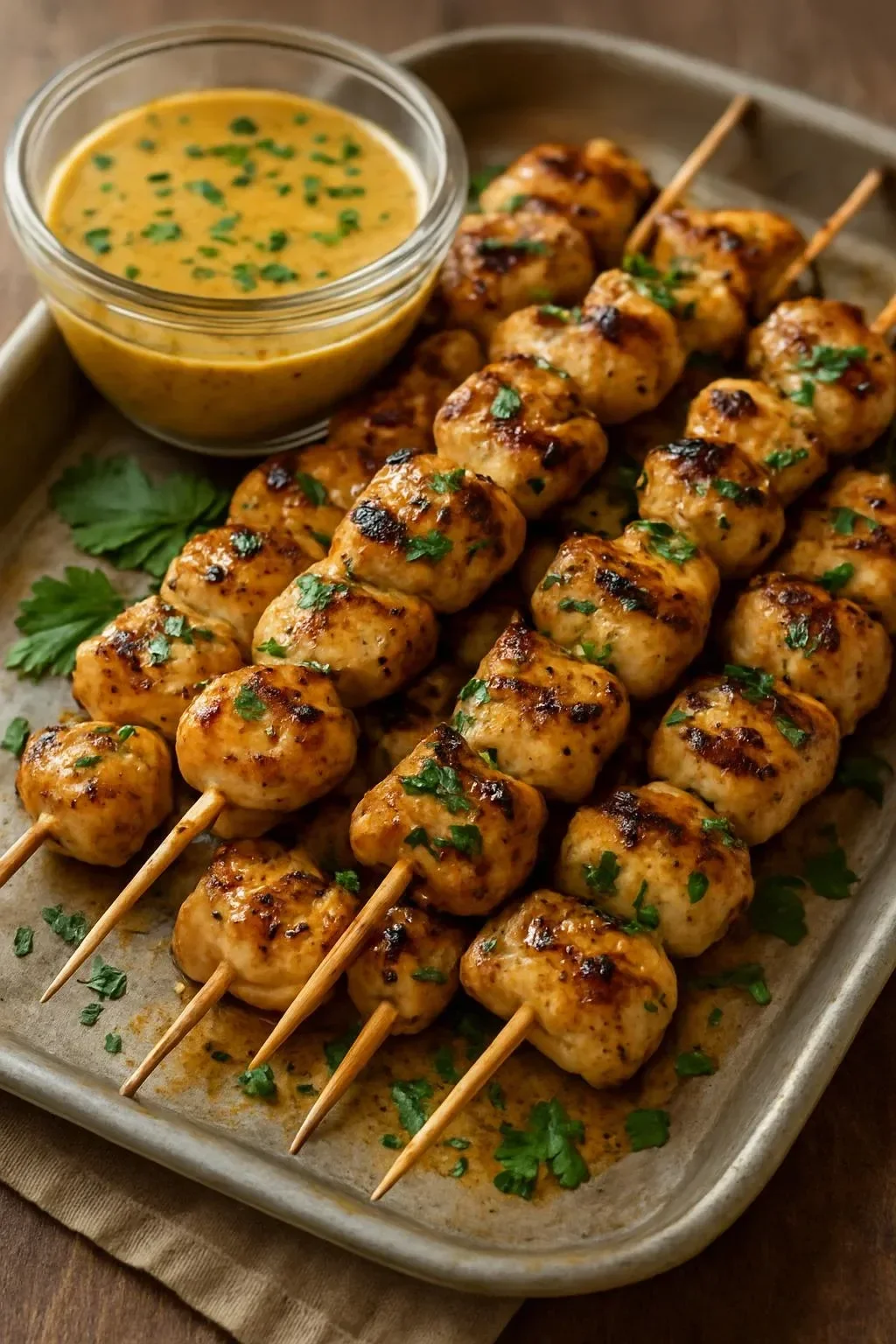 Delicious Cowboy Chicken Skewers grilled to perfection.
