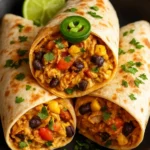 Creamy chicken and black bean wraps served on a plate