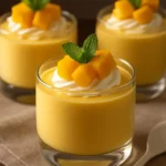 Delicious creamy mango mousse served in a dessert glass