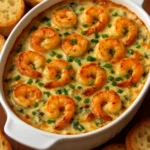 Creamy seafood spinach dip served in a bowl with crackers and vegetables