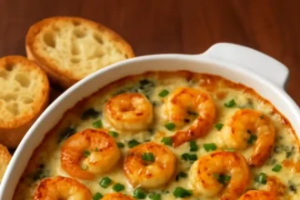 Creamy seafood spinach dip served in a bowl with crackers and vegetables