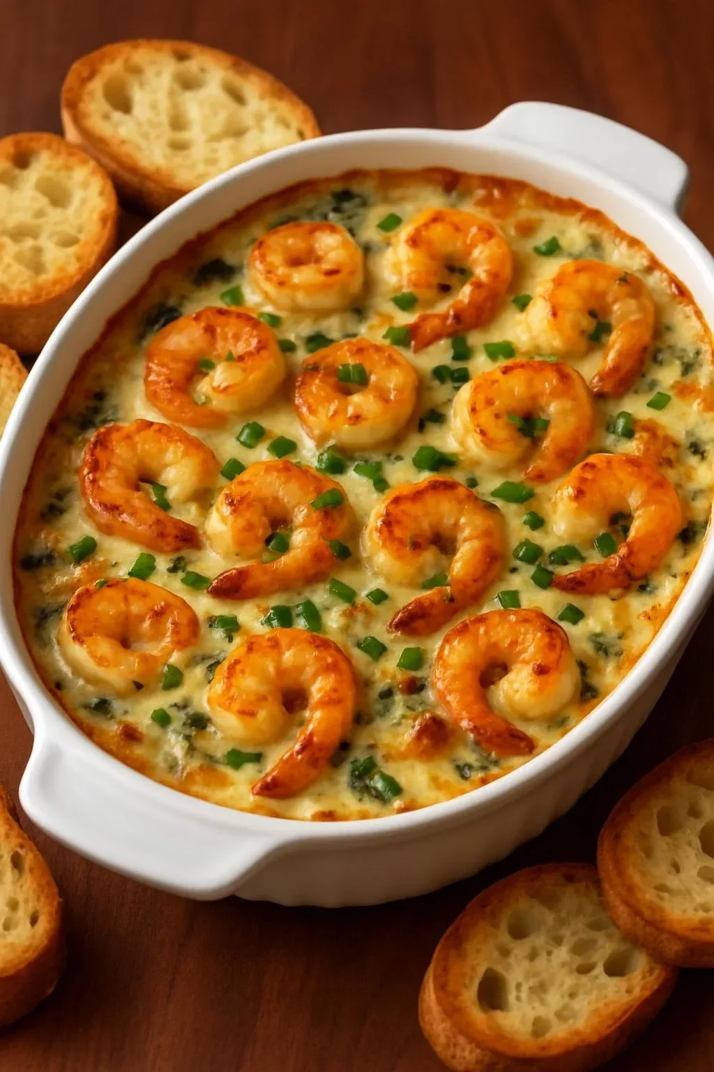 Creamy seafood spinach dip served in a bowl with crackers and vegetables