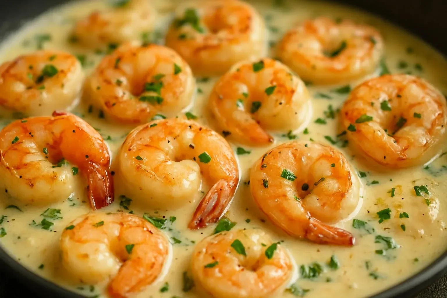 Creamy shrimp and scallops with sun-dried tomatoes and spinach dish