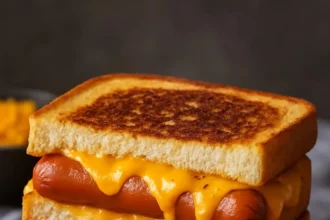 Crispy air fryer grilled cheese hot dogs served on a plate