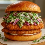 Crispy Mozzarella Chicken Sandwich with melted cheese and fresh toppings