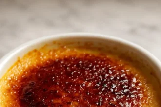 Deliciously rich Crab Brulee served in a stylish dish