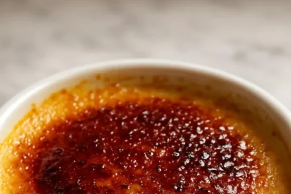 Deliciously rich Crab Brulee served in a stylish dish