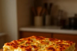 Delicious homemade lasagna layered with cheese, meat, and tomato sauce