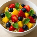 Colorful Fruit Quinoa Salad with various fruits and quinoa served in a bowl