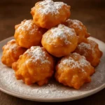 Delicious funnel cake bites served with powdered sugar and toppings