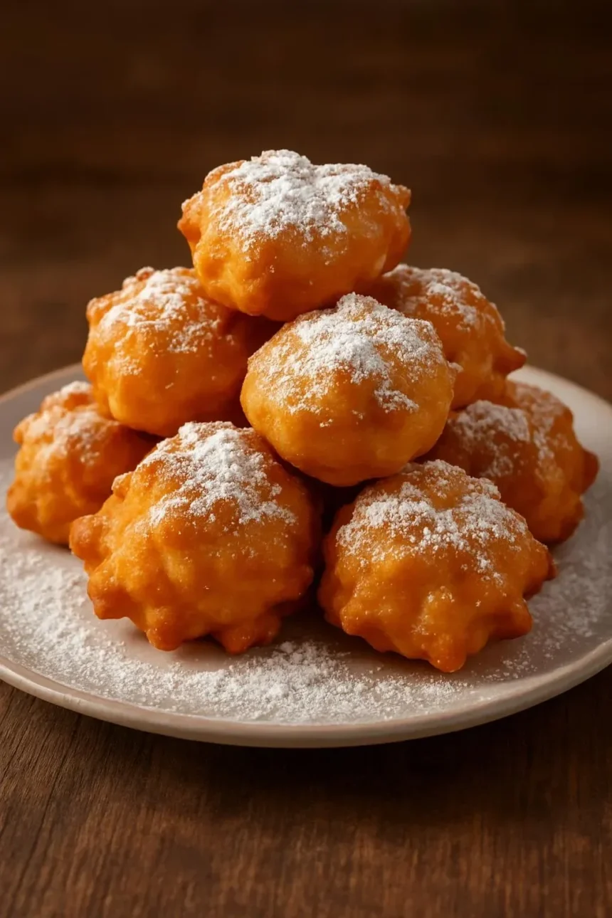 Delicious funnel cake bites served with powdered sugar and toppings