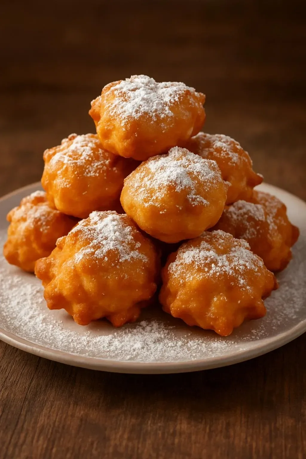 Delicious funnel cake bites served with powdered sugar and toppings