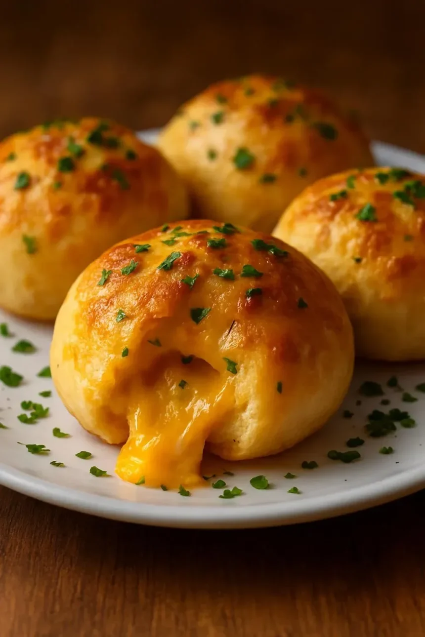 Freshly baked Garlic Cheddar Biscuits with herbs and melted cheese