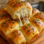 Creamy Garlic Pizza Dip served in a bowl with fresh herbs and bread for dipping.
