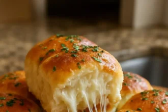 Creamy Garlic Pizza Dip served in a bowl with fresh herbs and bread for dipping.